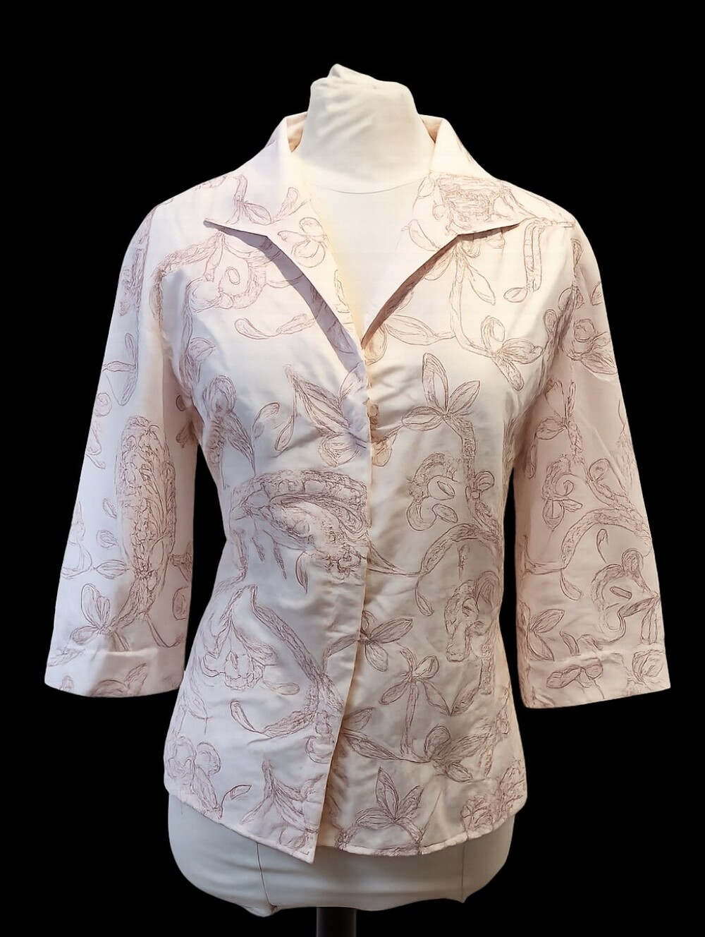 Lafayette 148 Pink Embroidered Paisley Button-Front Shirt Size 16 Cottagecore